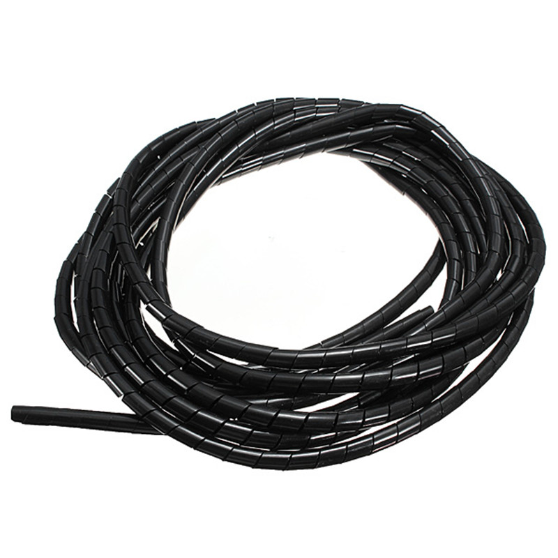 Organizador de cables en espiral de 5mm . Color negro